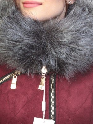 5137 BURGUNDY Парка женская зимняя (150 гр синтепон, искусственный мех)