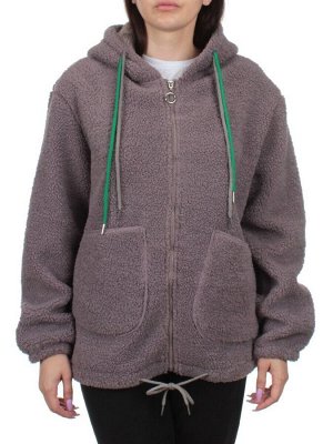 1003 GRAY Куртка плюшевая демисезонная (65% хлопок, 35% полиэстер) оверсайз 44-54