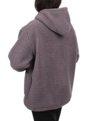 1003 GRAY Куртка плюшевая демисезонная (65% хлопок, 35% полиэстер) оверсайз 44-54