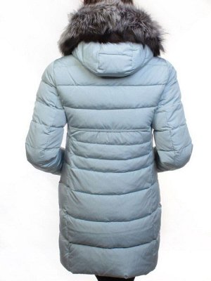 D16-758 LT. BLUE Пальто зимнее женское (холлофайбер, натуральный мех чернобурки)