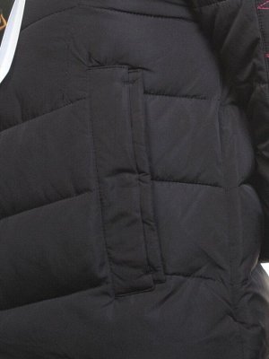 163-096 BLACK Пальто зимнее женское (холлофайбер, натуральный мех чернобурки)