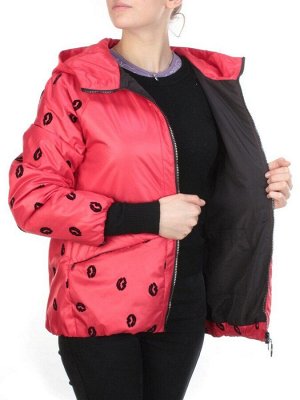 ZW-2166-C RED Куртка демисезонная женская BLACK LEOPARD (100 гр.синтепона)