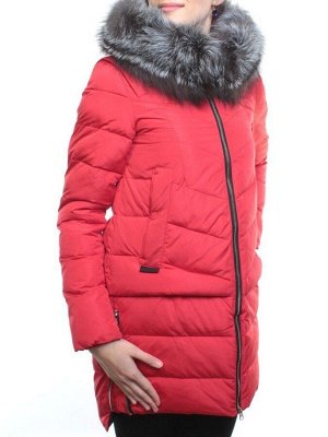 163-096 RED Пальто зимнее женское (холлофайбер, натуральный мех чернобурки)