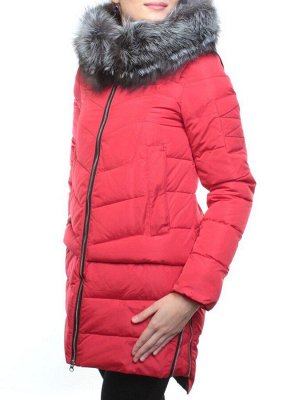 163-096 RED Пальто зимнее женское (холлофайбер, натуральный мех чернобурки)