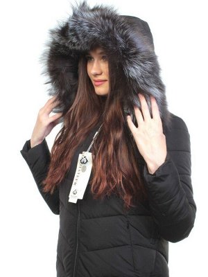 M16-98 BLACK Пальто зимнее женское (холлофайбер, натуральный мех чернобурки)