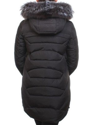 M16-98 BLACK Пальто зимнее женское (холлофайбер, натуральный мех чернобурки)