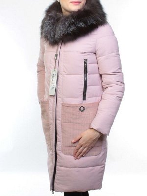 027N PINK Пуховик женский зимний (тинсулейт, натуральный мех чернобурки)