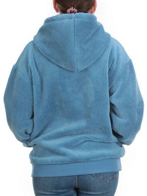 102 BLUE Худи женское Тедди на флисе