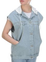 812 BLUE/WHITE Джинсовый жилет женский (100% хлопок)