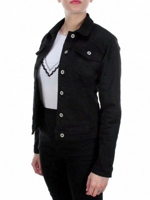 Y-1000 BLACK Куртка джинсовая женская MISS JUSTING (98% хлопок 2% эластан)