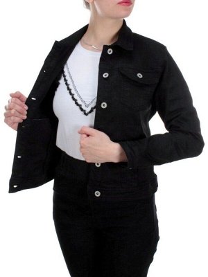 Y-1000 BLACK Куртка джинсовая женская MISS JUSTING (98% хлопок 2% эластан)