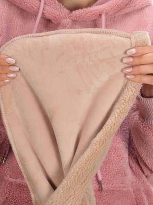 110 BEIGE Худи женское Тедди на флисе
