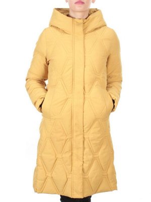 2158 MUSTARD Пальто зимнее облегченное  женское YINGPENG (150 гр. холлофайбер)