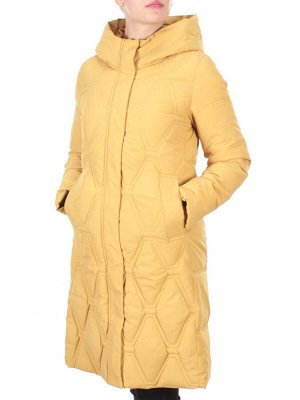 2158 MUSTARD Пальто зимнее облегченное  женское YINGPENG (150 гр. холлофайбер)