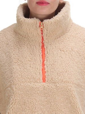 2568 BEIGE Кофта плюшевая женская Тедди на синтепоне  (50 гр. синтепон)