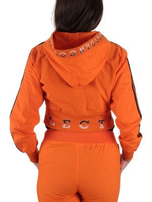 2388 ORANGE/BLACK Костюм спортивный тройка женский (100% полиэстер )