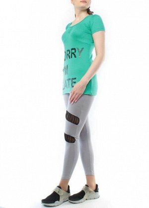1215 GREEN/GRAY Спортивный костюм для фитнеса женский (90% вискоза, 10% лайкра)