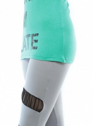 1215 GREEN/GRAY Спортивный костюм для фитнеса женский (90% вискоза, 10% лайкра)