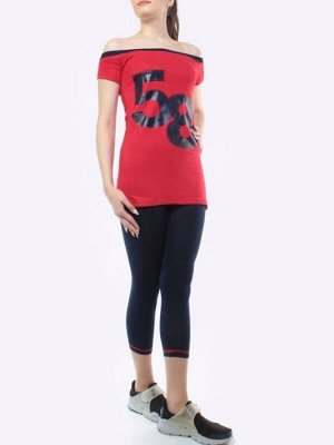 1202 RED/DK. BLUE Спортивный костюм для фитнеса женский (90% вискоза, 10% лайкра)