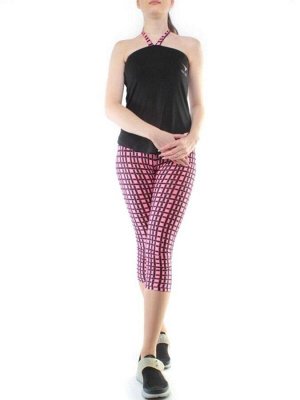 1181 BLACK/PINK Спортивный костюм для фитнеса женский (90% вискоза, 10% лайкра)