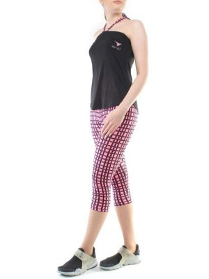 1181 BLACK/PINK Спортивный костюм для фитнеса женский (90% вискоза, 10% лайкра)