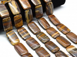 Бусины для рукоделия из тигрового глаза прямоугольник 22*35мм, 40см, 11 бусин