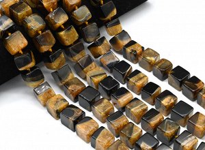 Бусины из агата тонированного кубик 15мм, цв.желтый, 41см, 20 бусин