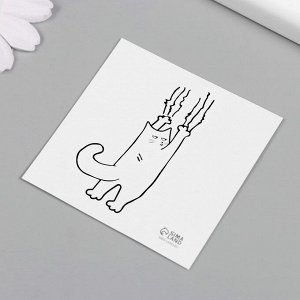 Татуировка на тело чёрная "Кот царапун" 6х6 см