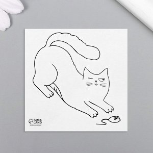 Татуировка на тело чёрная "Кошки-мышки" 6х6 см