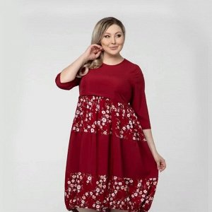 Платье, трикотаж, бордовый, Бордовый