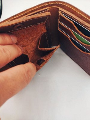 Кошелек мужской из натуральной кожи, ручная работа