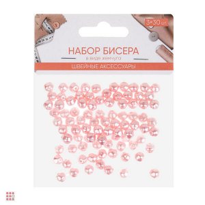 Набор бисера в виде жемчуга, 3x30шт, пластик, 4 цвета