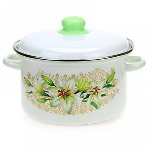 Набор эмалированной посуды "Белая лилия" 4 предмета: кастрюл