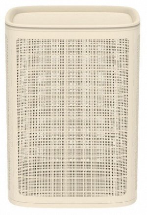 Корзина для хранения 75л с крышкой "Лён" сборная (слоновая кость, пластик). Россия
