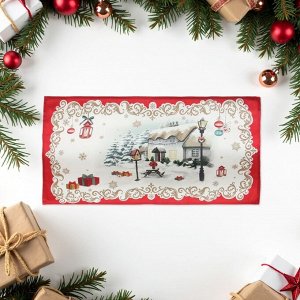 Полотенце новогоднее кухонное «Этель» «Снежная деревенька» 40x70 см, 100% хл, саржа 190 г/м²