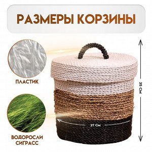 Корзина плетёная с крышкой 27х27х35 см