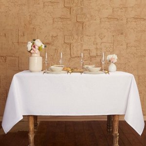 Скатерть Этель Cozy, 150x180 +/-3 см, белая, плотность 192 г/м², хл с ВГМО