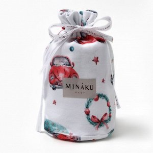 Пижама детская MINAKU "New Year's cars", белая.