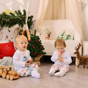 Пижама детская MINAKU "New Year's cars", белая.