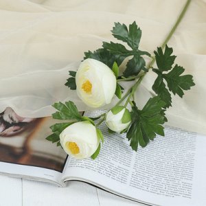 Цветы искусственные "Лютики на ветке" 7*52 см, белый