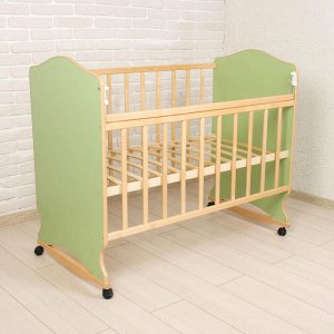 Детская кроватка «Морозко» на колёсах или качалке, цвет зелёный
