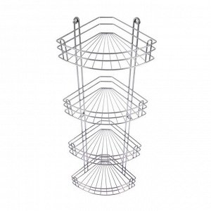 Полка угловая 4-х ярусная, цвет хром зеркальный