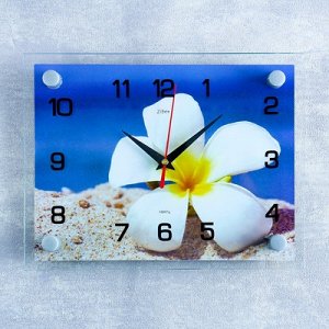 Часы настенные, серия: Цветы, "Плюмерия на песке", 20х26 см, микс