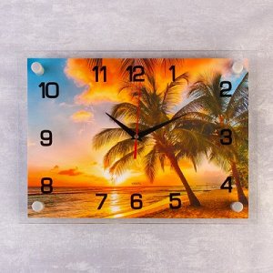 Часы настенные, серия: Природа, "Пальмы на закате", 25х35 см, микс