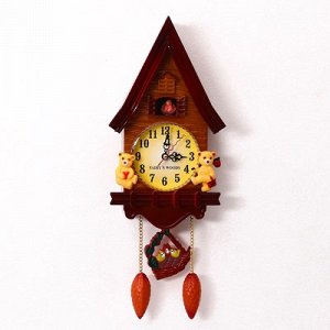 Часы настенные, серия: Маятник, с кукушкой "Мишки в домике", 15х27.3 см