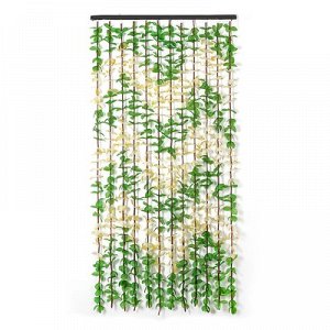 Занавеска декоративная (12 нитей) Листики 90х180 см, зигзаг, цвет зеленый