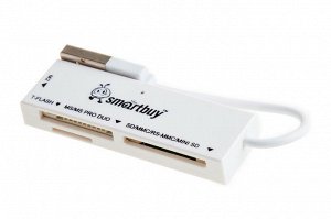 Картридер Smartbuy 717, USB 2.0 - SD/microSD/MS/M2, белый (SBR-717-W)