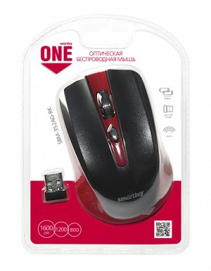 Мышь беспроводная Smartbuy ONE 352 красно-черная (SBM-352AG-RK) / 60
