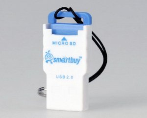 Картридер Smartbuy 707, USB 2.0 - MicroSD, голубой (SBR-707-B)