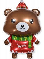 Фольга шар Новогодний мишка 13&quot;/33 см мини фигура с клапаном